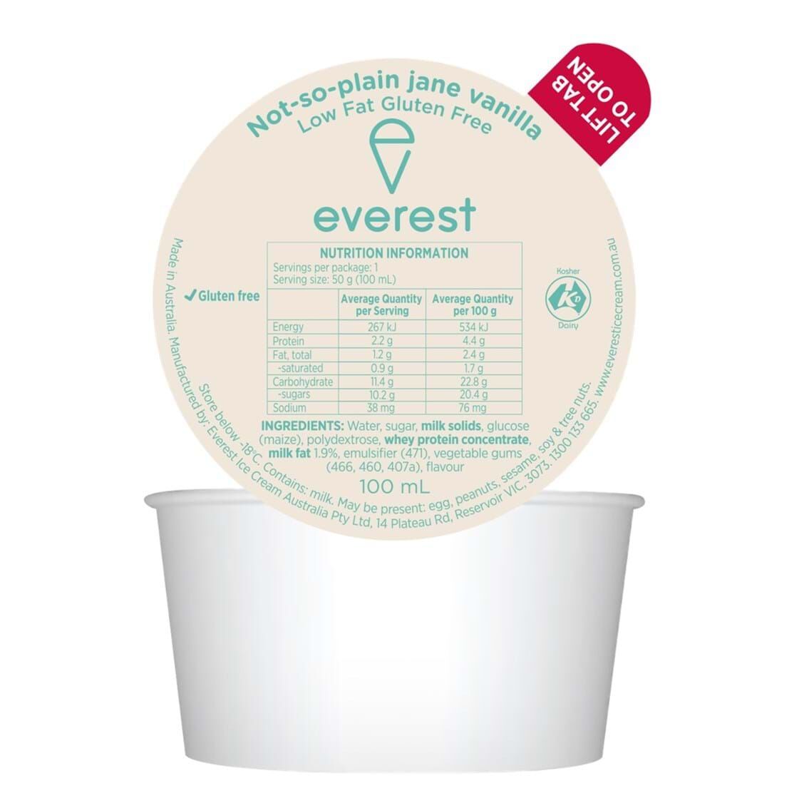 Ice Cream, Gluten Free Vanilla Dixie Everest 72x100ml (GF)