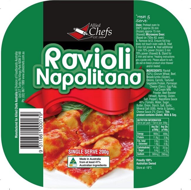 Ravioli, Napolitana 24x200g Allied Chefs