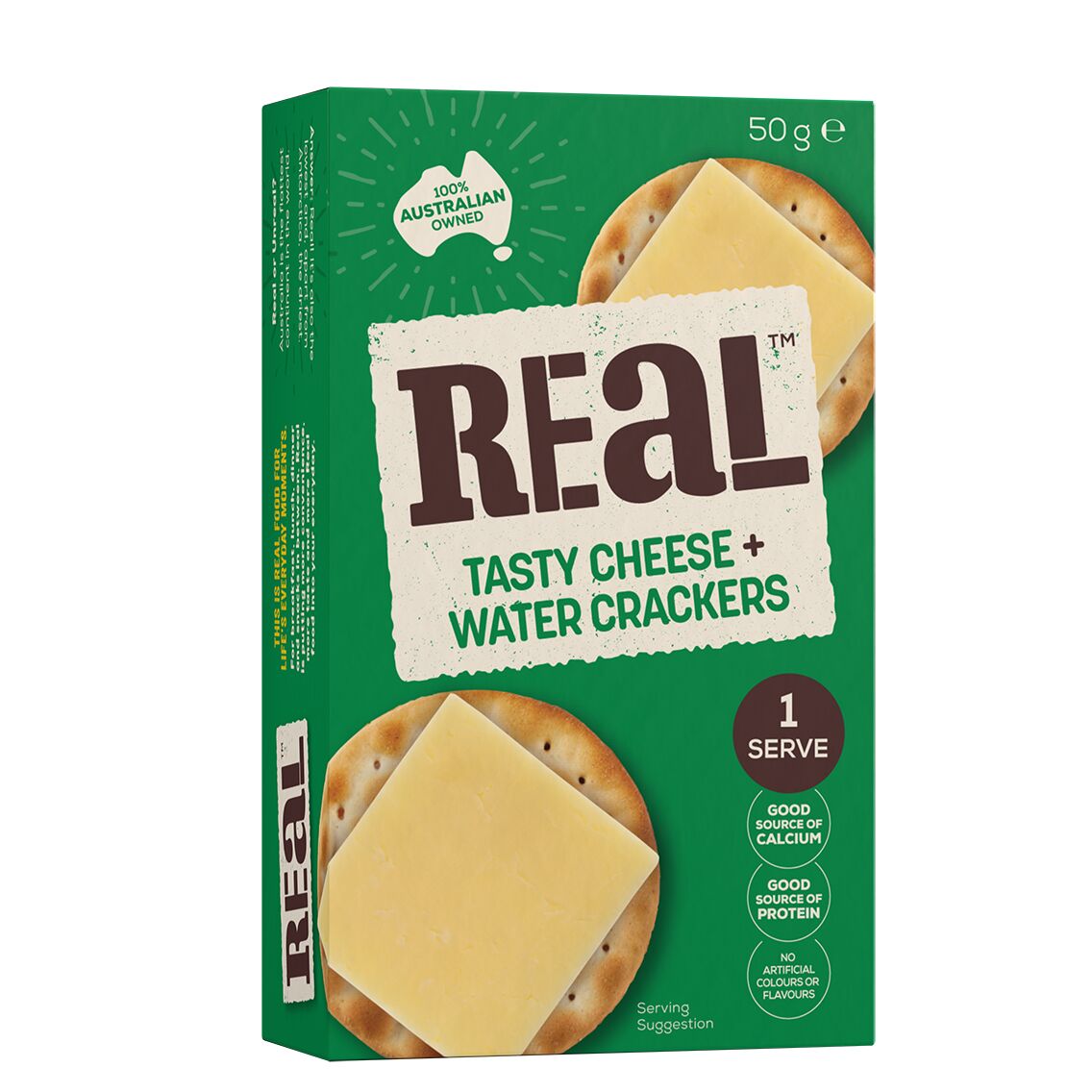 Cheese, Tasty Cheese and Water Crackers 8x50gm Real Dairy