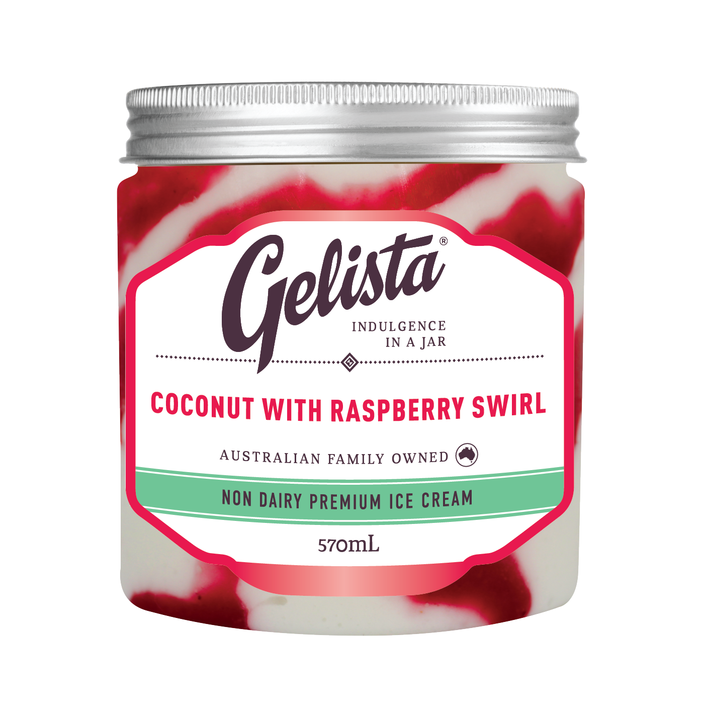 Gelista Non-Dairy Ice Cream Coconut & Raspberry Swirl
