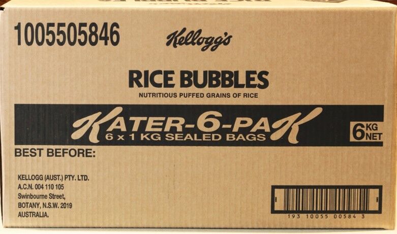 Cereal**Rice Bubbles Catering Pack 6x1Kg (VG)