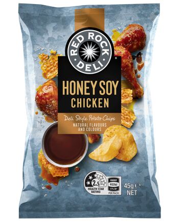 Potato Chips, Honey Soy Chicken 18x45gm Red Rock Deli