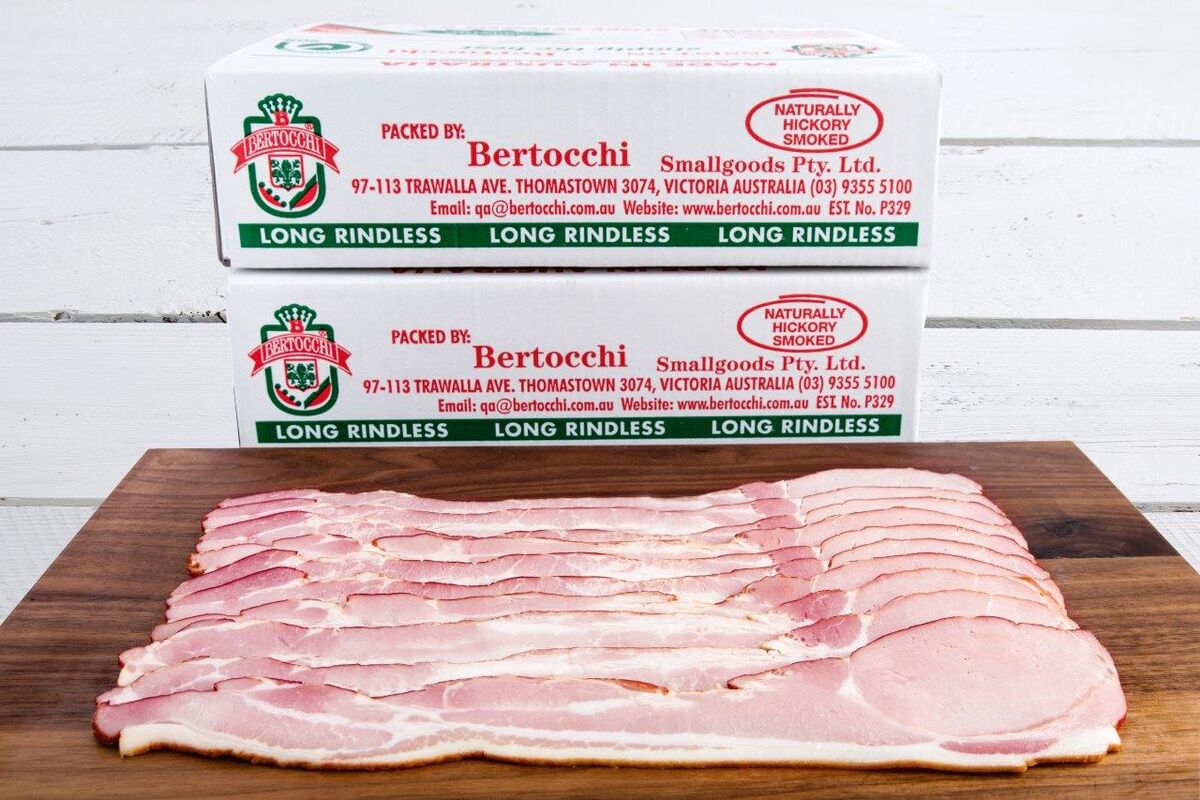 Bacon, Rindless Long 5Kg Bertocchi