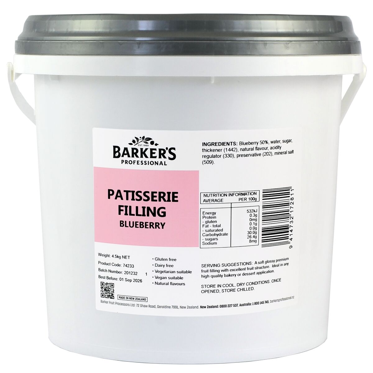 Filling, Blueberry Patisserie 4.5kg Barkers Professional