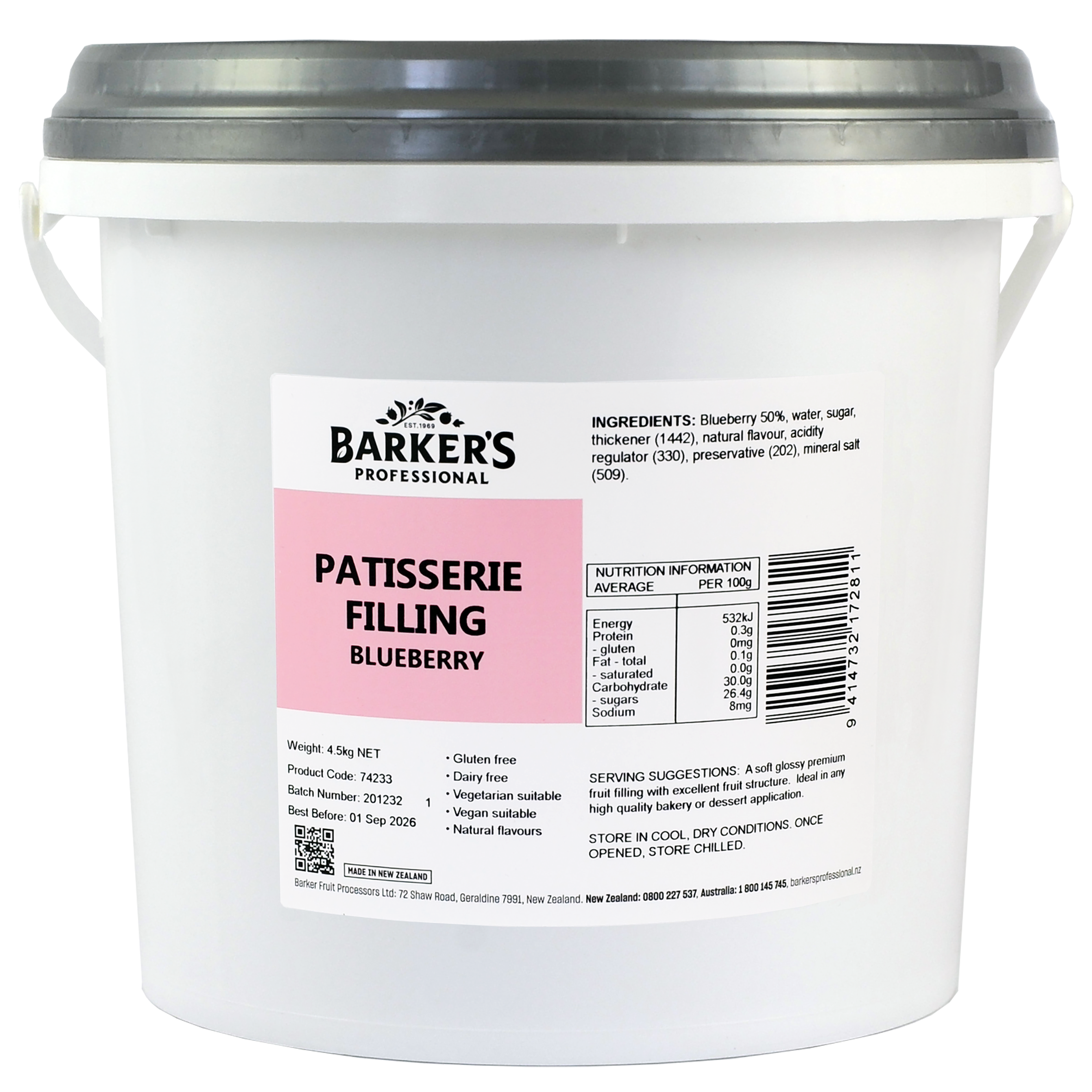 Barker's Professional Patisserie Filling Blueberry