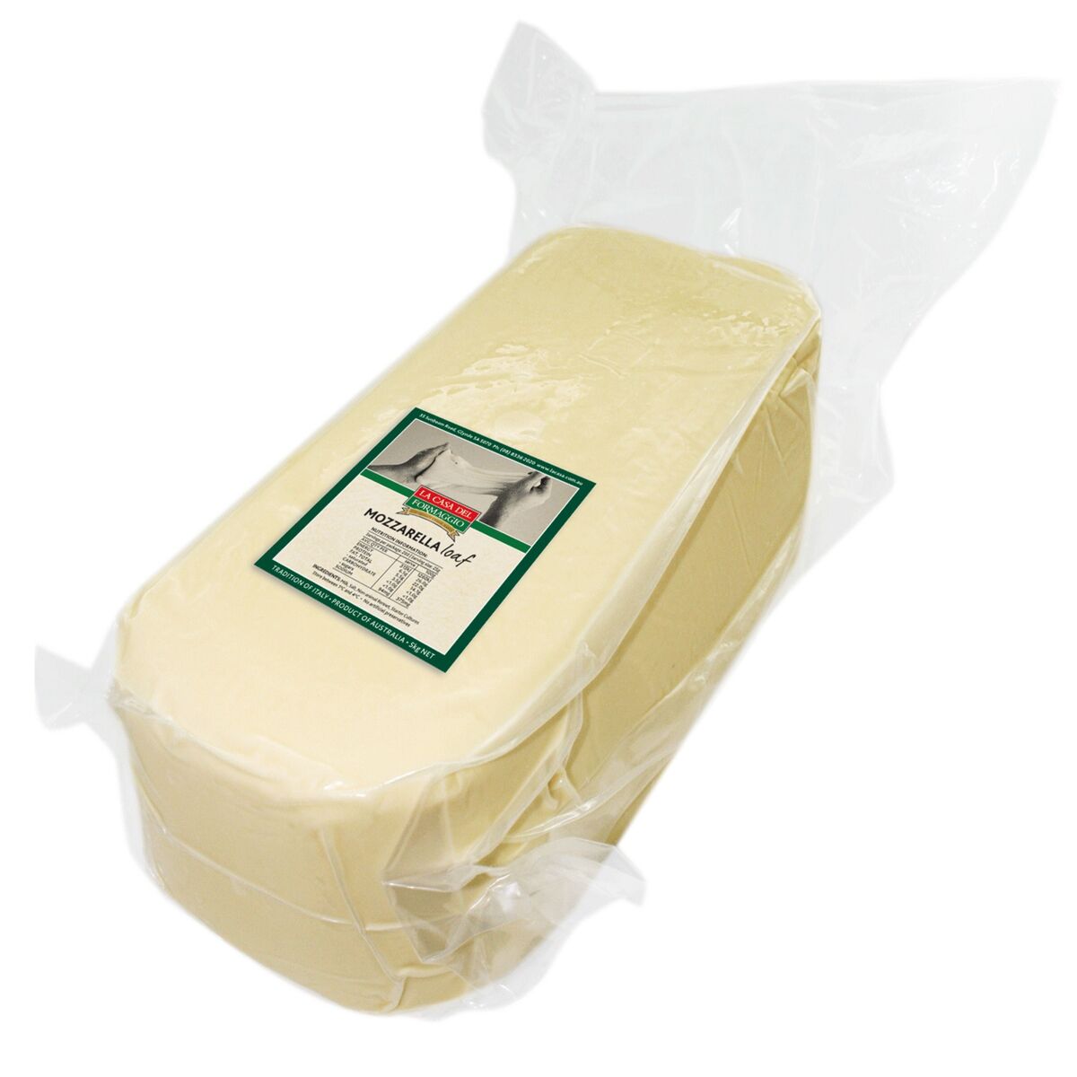 Cheese, Mozzarella Block 5kg La Casa Del Formaggio (GF) (Inner)