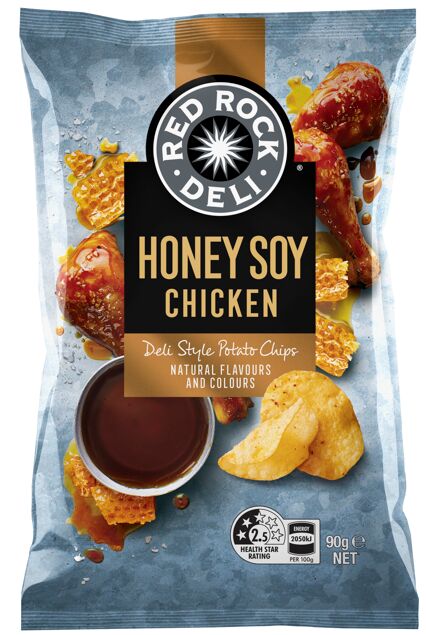 Potato Chips**Honey Soy Chicken 12x90gm Red Rock Deli
