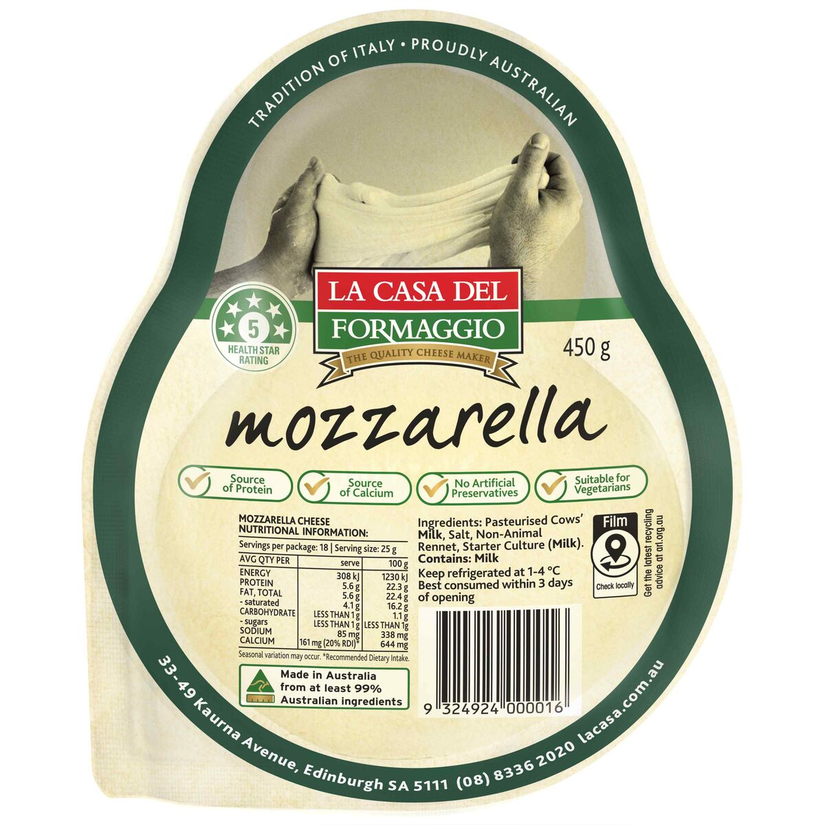 Cheese, Mozzarella Balls 450g La Casa Del Formaggio (GF)