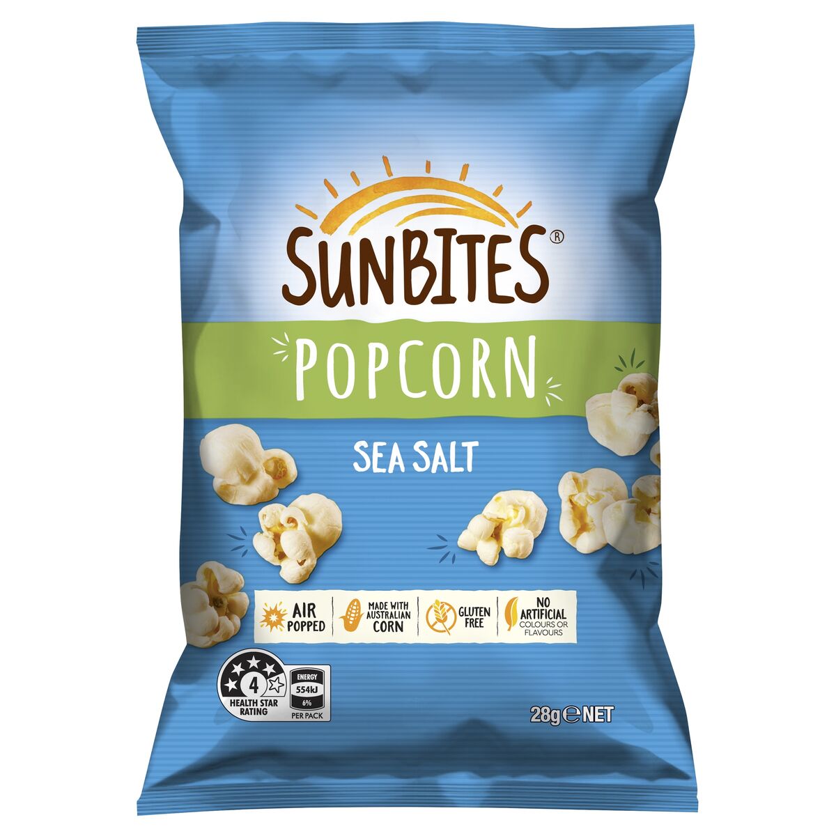 Popcorn, Sea Salt 18x28g (GF) Sunbites Smith’s