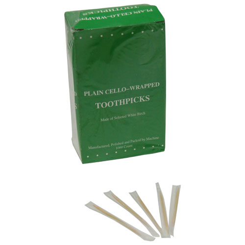 Bygreen Toothpicks Plain Cello-Wrapped