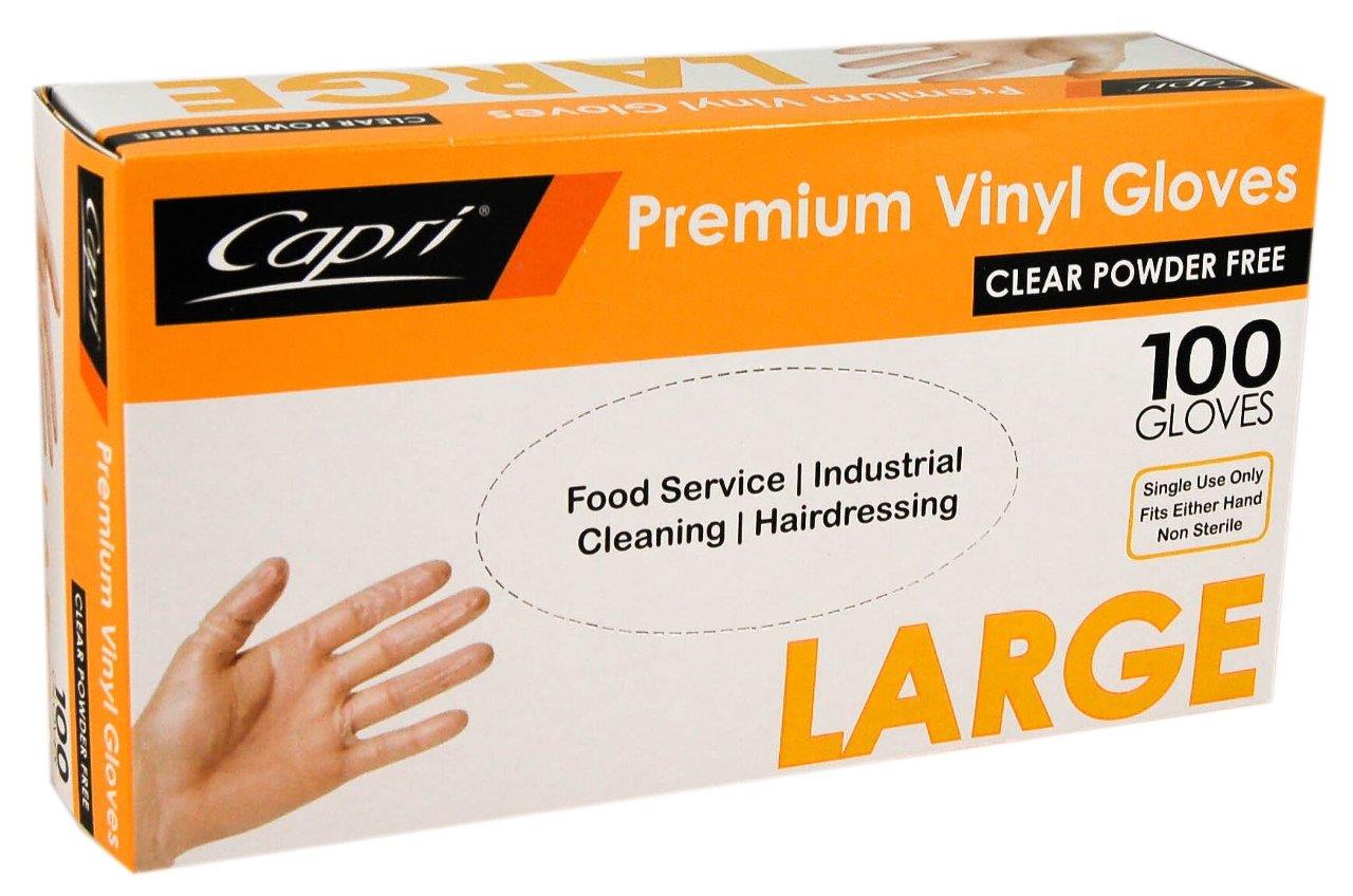 Capri Vinyl Gloves Large Powder Free
