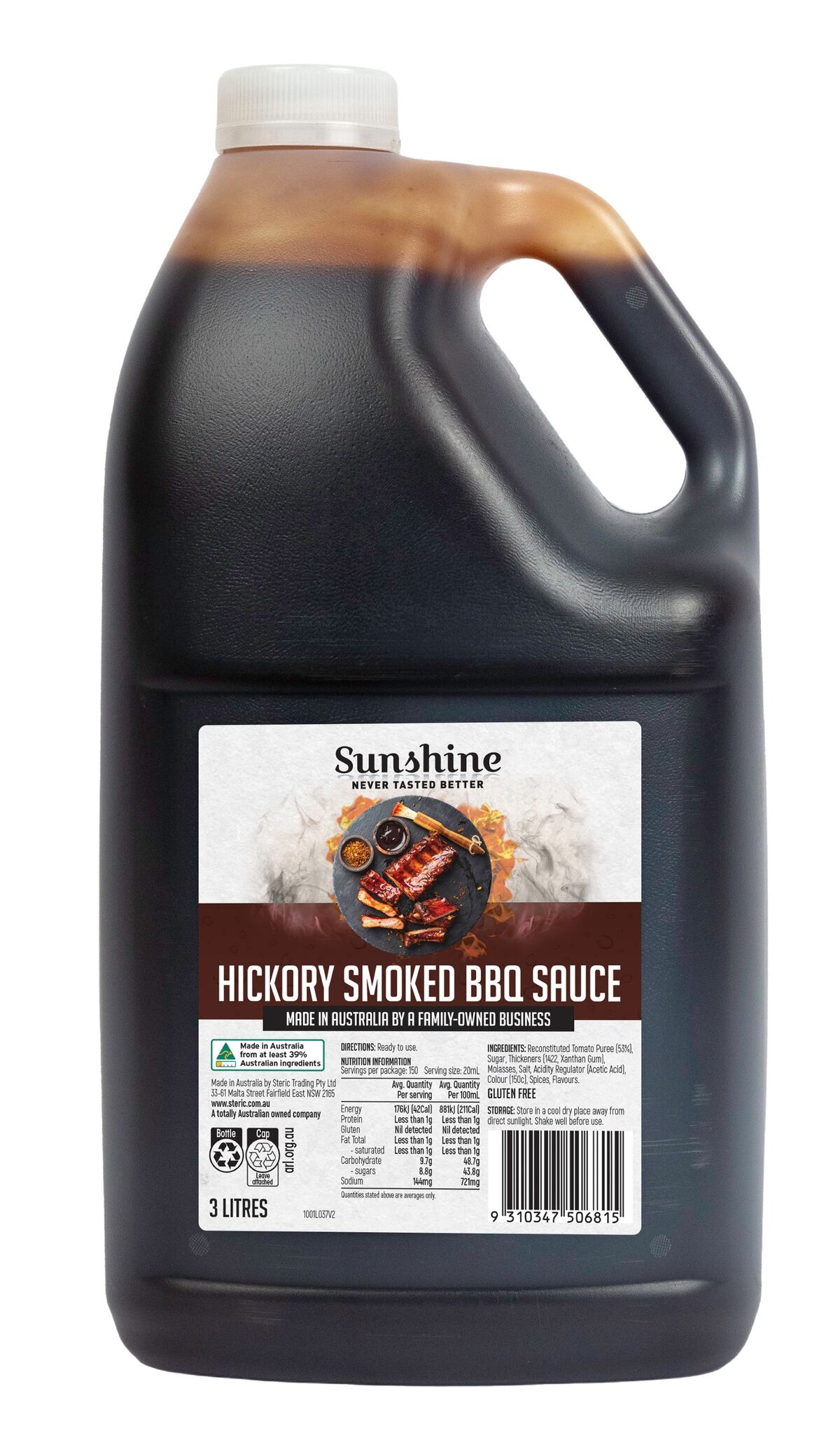 Sauce, Hickory Smoked BBQ 3L Sunshine (VG) (GF)