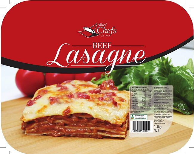 Lasagne, Beef 2.4kg Allied Chefs