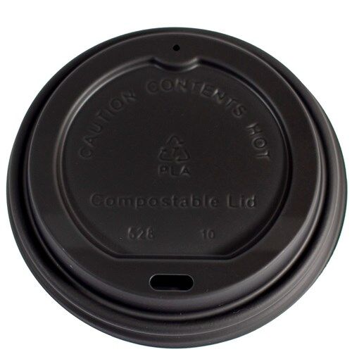 Lids, PLA 92mm Compostable Coffee for 90mm BLACK (50) Envirochoice