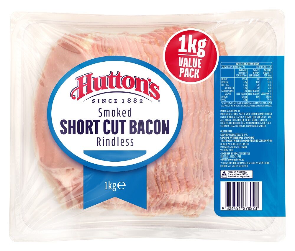 Bacon, Short Cut 1kg (87882) Huttons (GF)