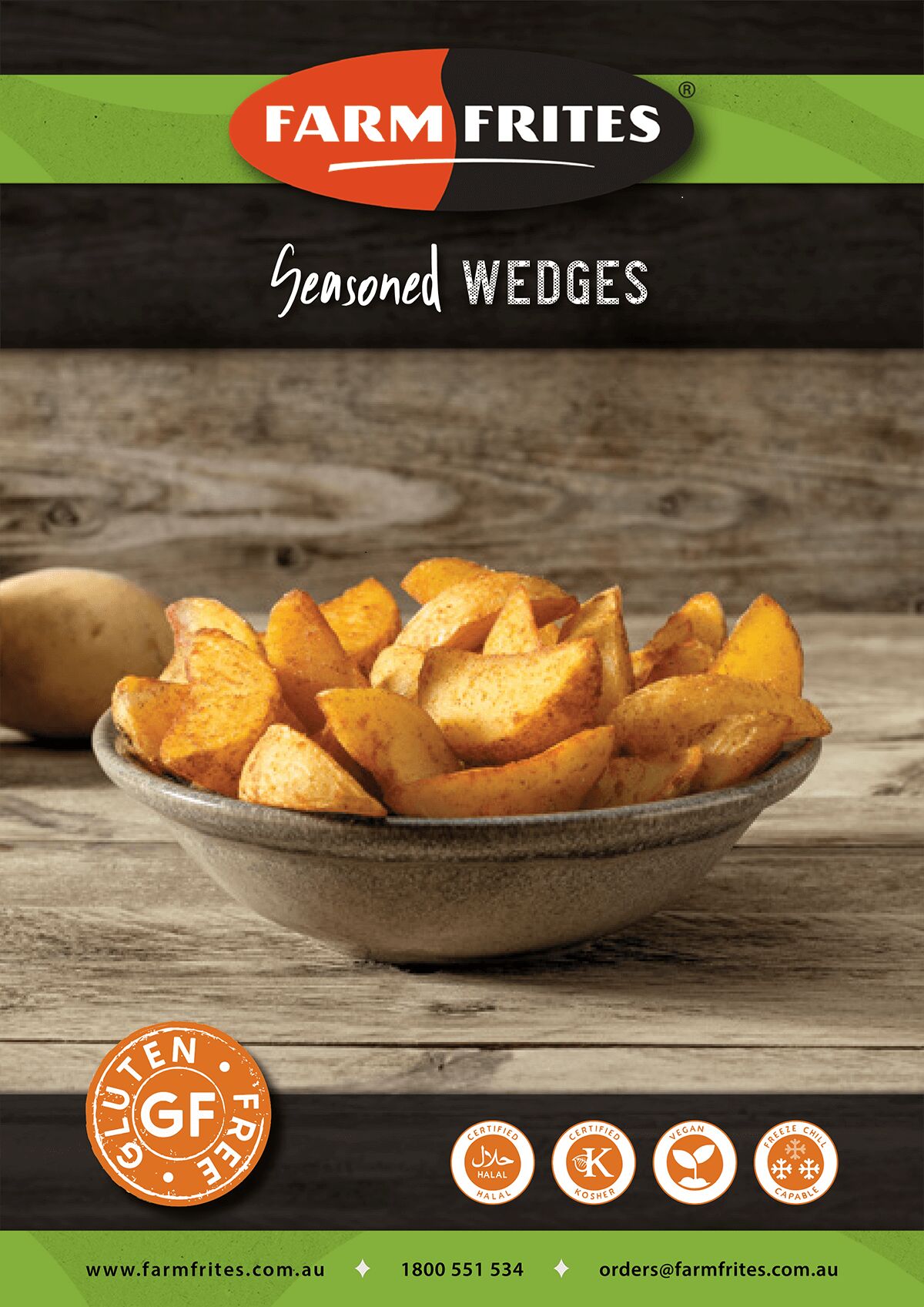 Wedges, Seasoned 2.5Kg Farm Frites (GF) (H) (VG)