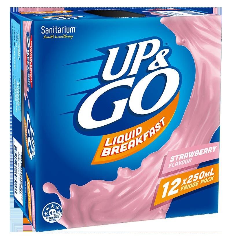 Up & Go, Strawberry Liquid Breakfast 12x250ml Sanitarium