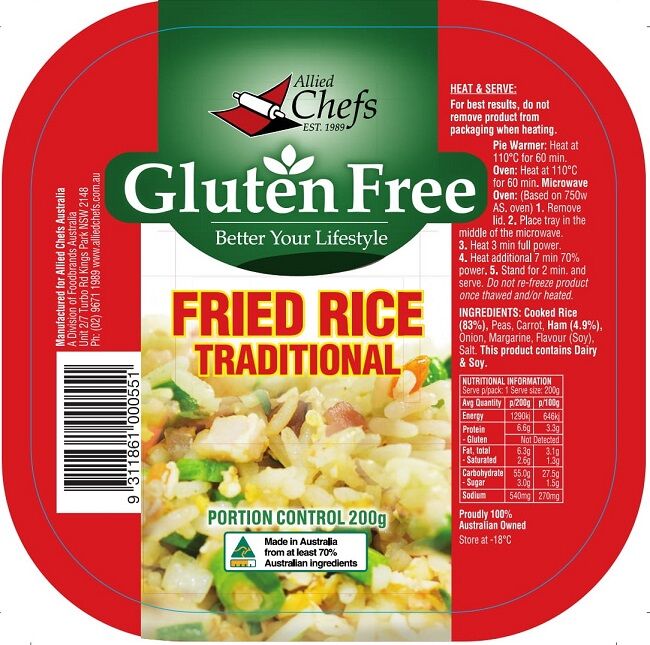 Fried Rice Traditional 24x200g Allied Chefs (GF)