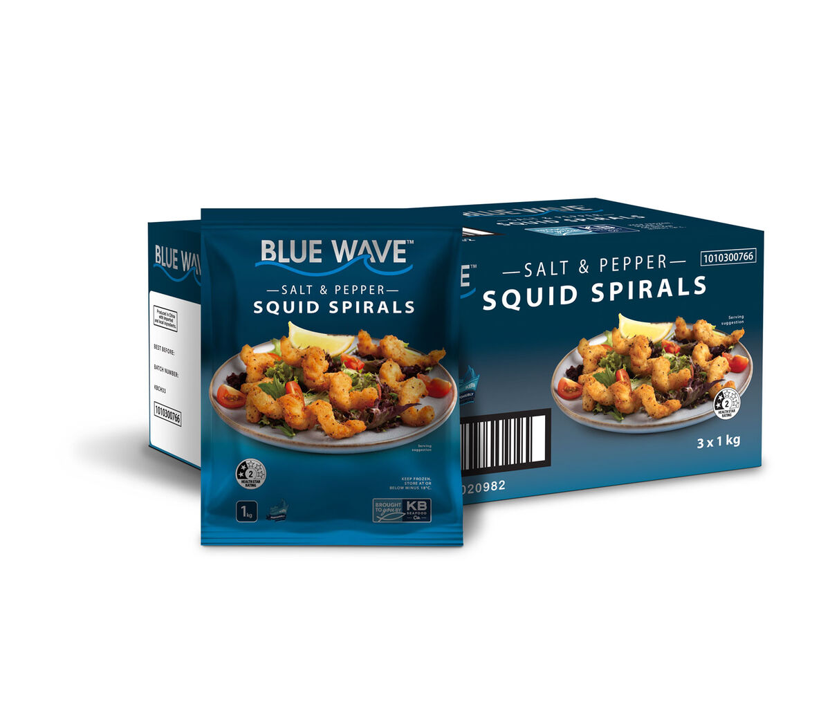 Squid, Salt and Pepper Spirals 1kg Blue Wave (I)