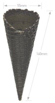 Ice Cream, Natural BLACK Waffle Cone B 55x140mm (312) Altimate (VG) (H)