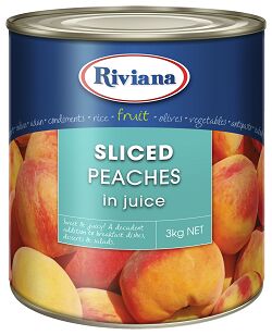 Peach Slices, in Natural Juice A10 Riviana (VG)