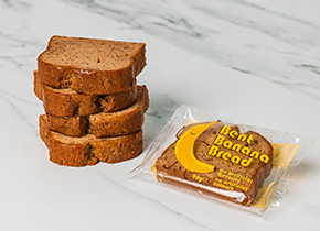 Bent Banana Bread Slice Individually Wrapped