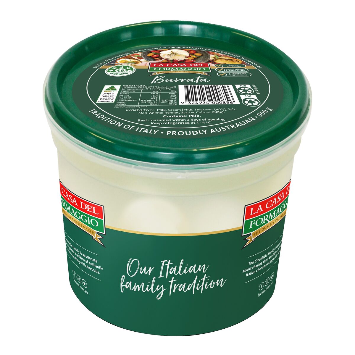 Cheese, Burrata(9x100gm) La Casa Del Formaggio (GF)