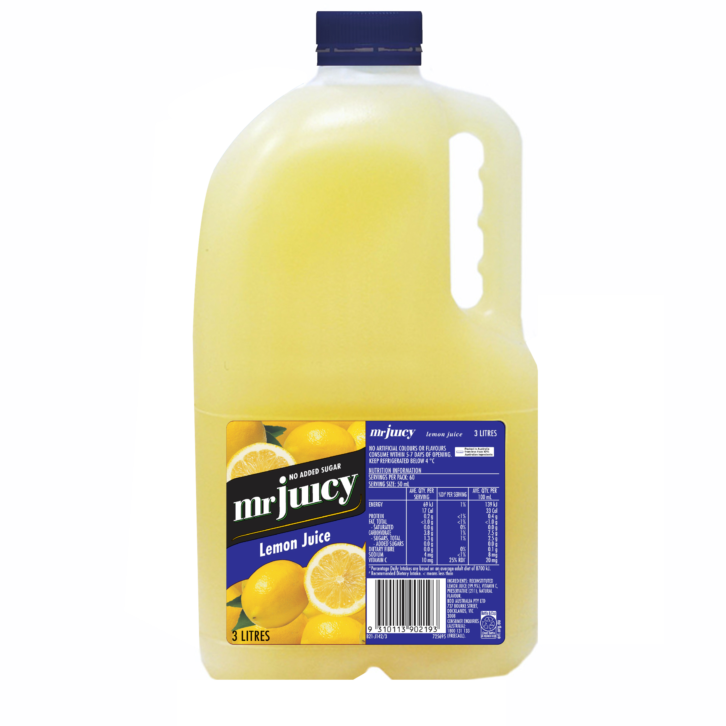 Mr Juicy Lemon Juice No Added Sugar