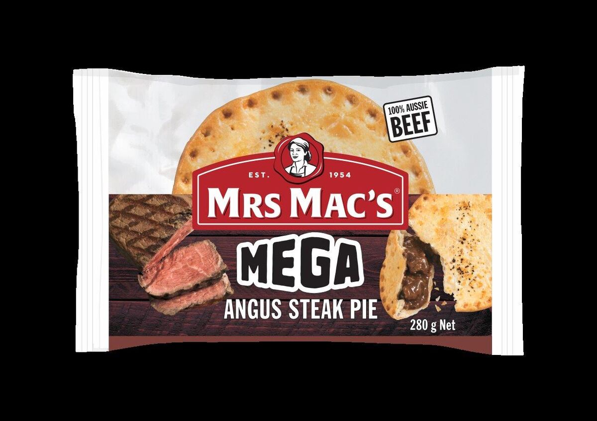 Pies, Mega Angus Steak 12x280gm Mrs Mac’s (H)