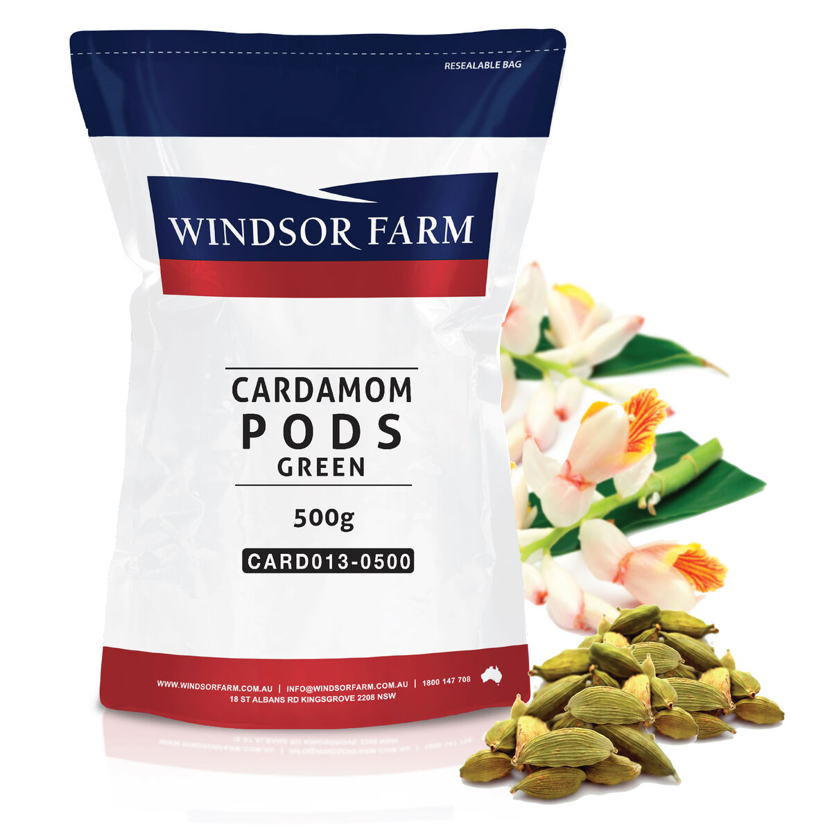 Cardamom Pods (Green) 500gm Windsor Farm