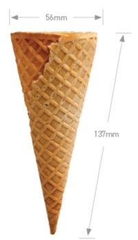 Ice Cream Cone Flat Top Sugar Waffle B 55x135mm (288) Altimate (VG) (H)