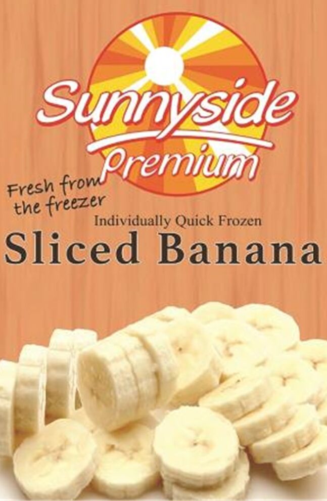 Banana, FROZEN Sliced 10mm IQF 1Kg Sunnyside (GF) (H) (VG)