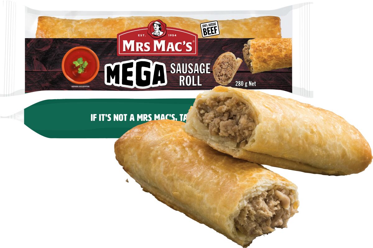 Sausage Roll**Mega Bacon + Cheese 12x280gm Mrs Macs (H)