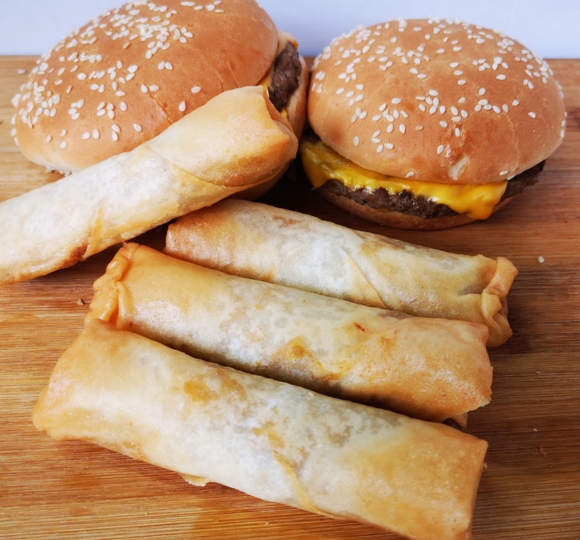 Golden Fan Cheeseburger Spring Rolls