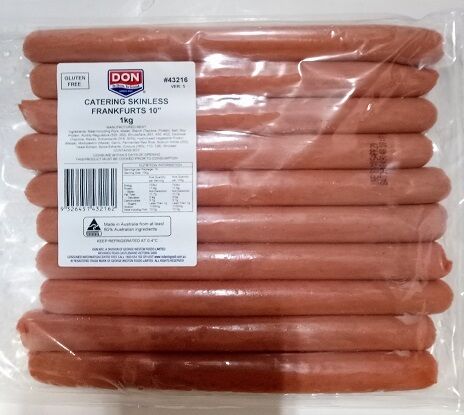 Hot Dogs, Catering Skinless 10″ Dons 1kg (43216)