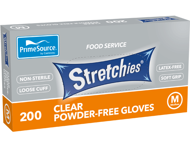 PrimeSource Stretchies Gloves Clear Powder-Free Medium