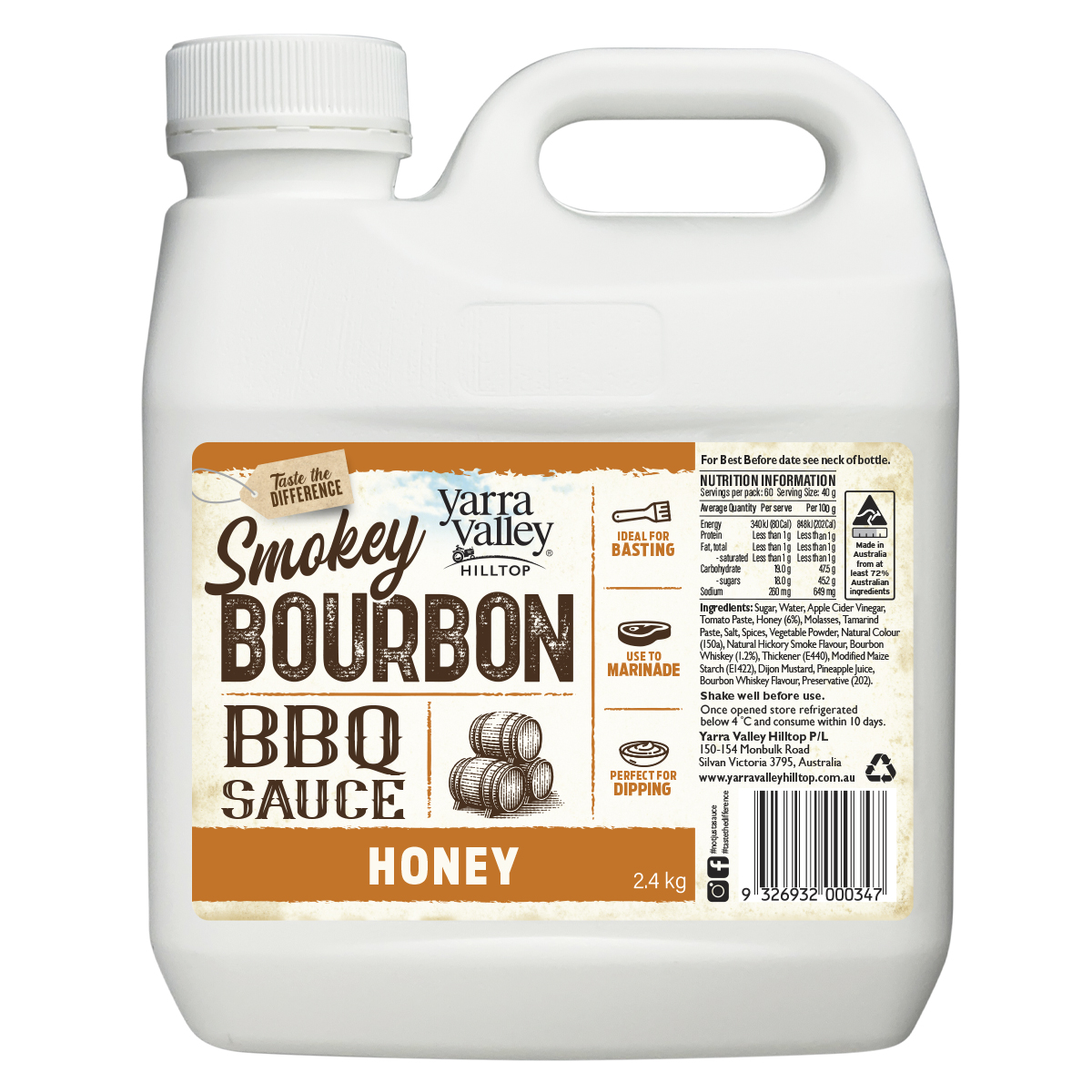 Yarra Valley Hilltop Smokey Bourbon BBQ Sauce Honey