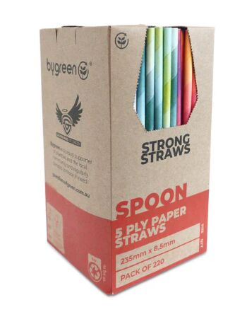 Straws, 5 Ply Paper Spoon Mixed Colour Dispenser Pack (220) Bygreen