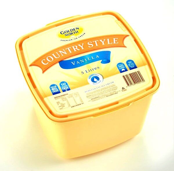 Ice Cream, Vanilla Country Style 5L (6% Fat) Nut Free Golden North (GF)