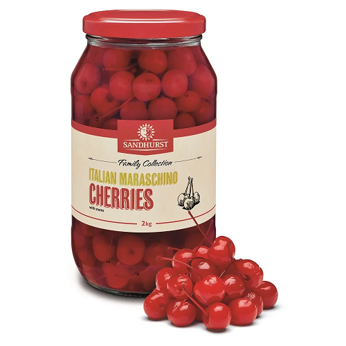 Sandhurst Maraschino Cherries Italian Stem-On
