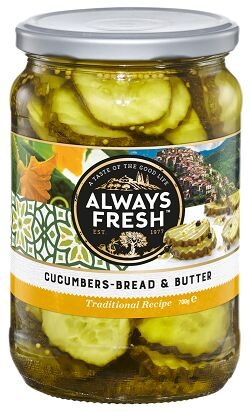 Cucumber, Bread & Butter 6x700gm Always Fresh (VG)