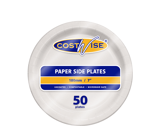 Costwise Paper Side Plates Uncoated & Compostable