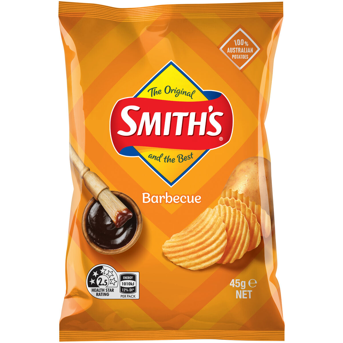 Potato**Chips, BBQ 18x45gm Smith Crinkles