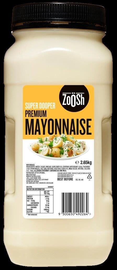 Mayonnaise, Premium 2.65Kg Zoosh Gluten Free (GF)