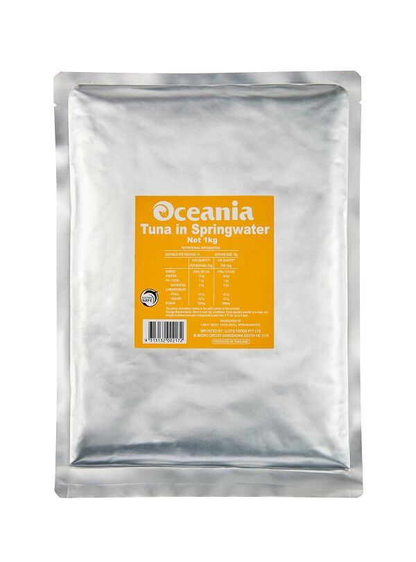 Tuna in Springwater Pouch 1kg Oceania (GF) (H)
