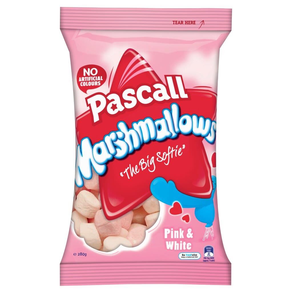 Marshmallows, Small Pink and White 10x280gm Pascall (GF) (H)
