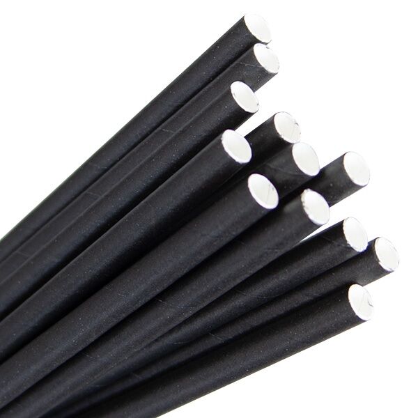 Straws, Paper Regular Black 200mm (250) Bygreen