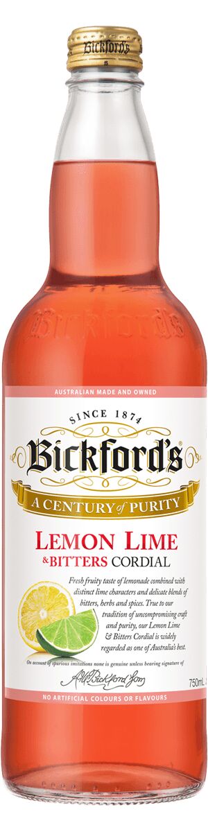 Cordial**Lemon, Lime Bitters 12x750ml Bickfords (VG) (GF)