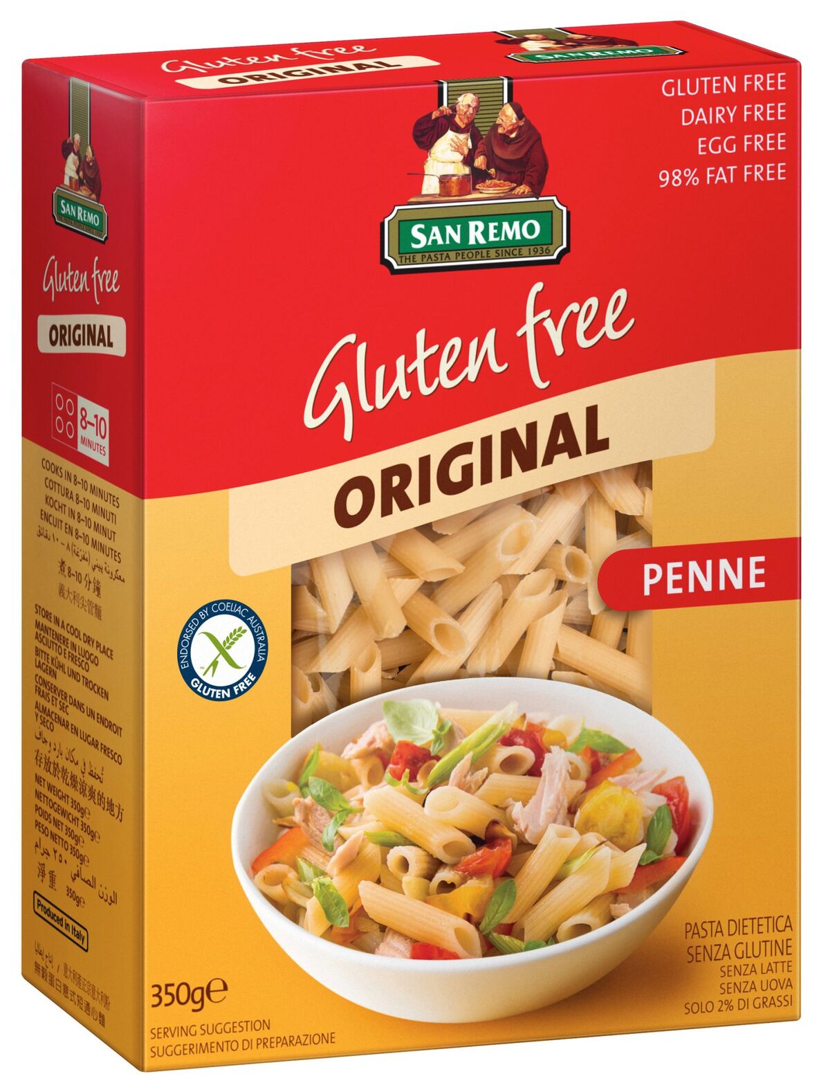 Pasta, Gluten Free Penne 350gm San Remo (VG) (GF) (H)