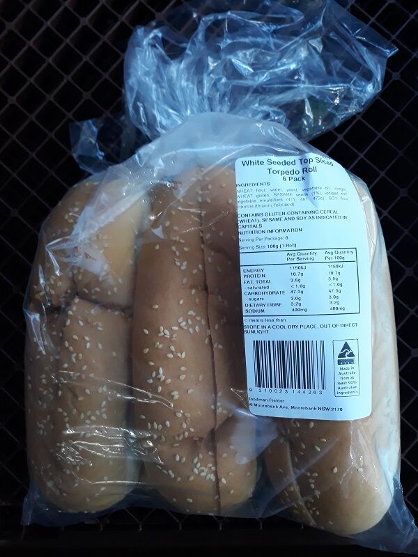 Rolls, Hot Dog 9″ Sliced Seeded Torpedo 6 pack Buttercup